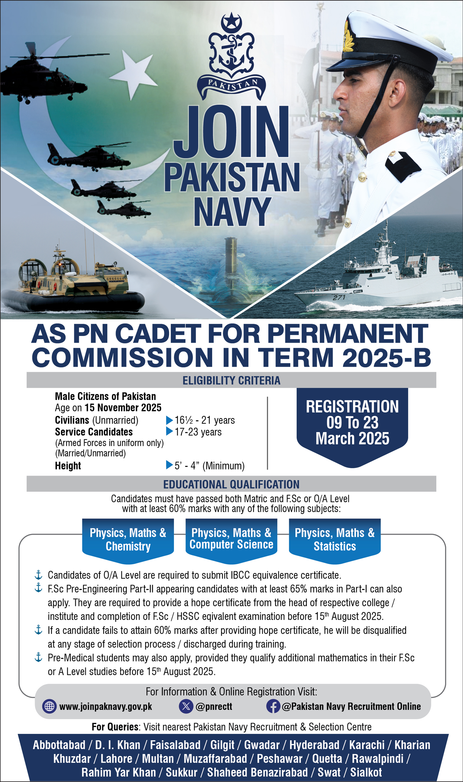 Join Pak Navy 2025 as PN Cadet for Permanent Commission