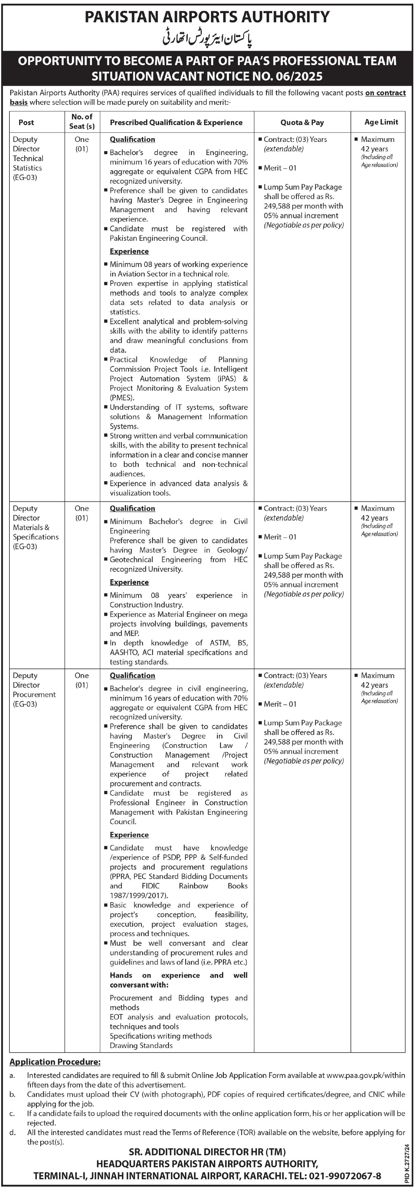 Pakistan Airports Authority (PAA) Karachi Jobs 2025